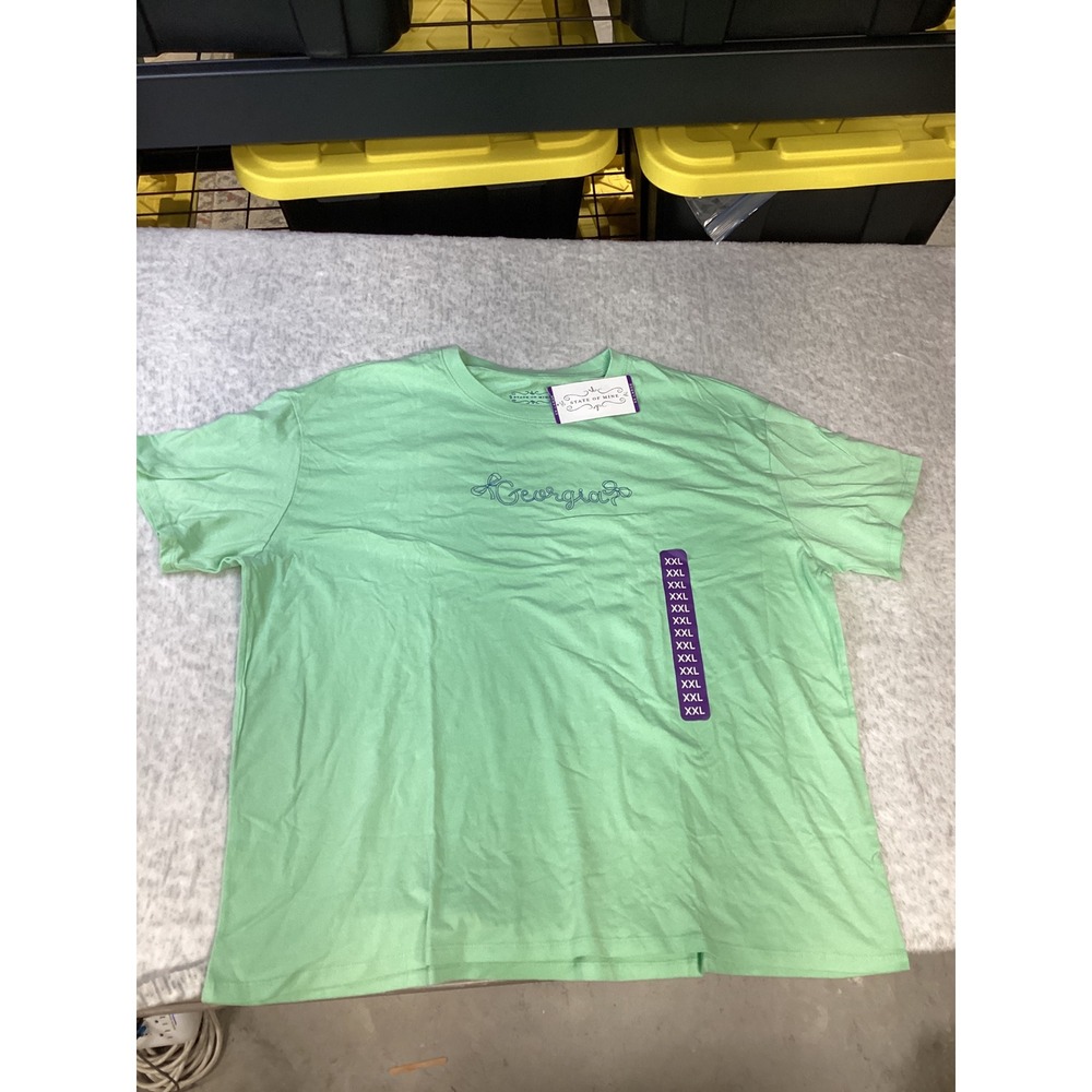 State of Mine Georgia Embroidered Bow Graphic Tee Mint Green XXL 16470